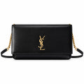 YSL Saint Laurent Kate Small Chain Bag Black Smooth Leather Gold YSL Monogram Gold Chain Strap