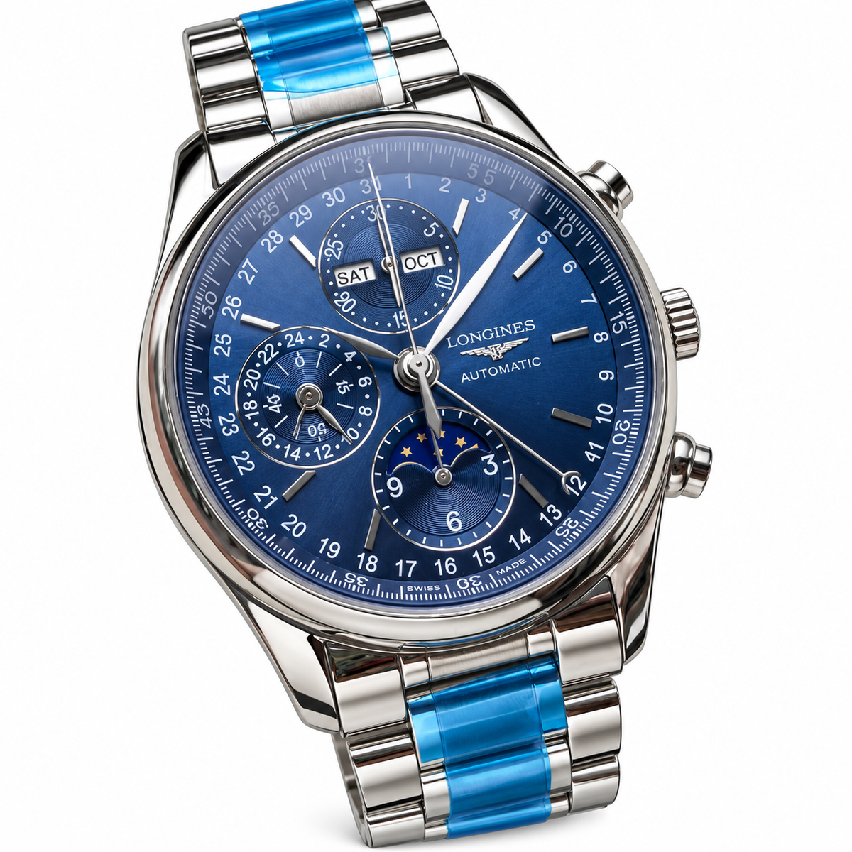 Longines Master Collection Moonphase Chronograph Blue Dial