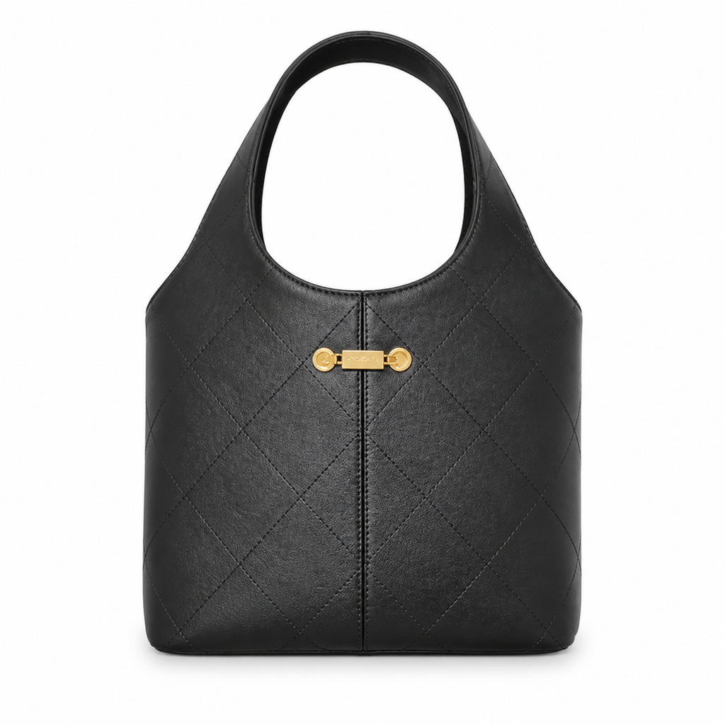 Chanel Black Quilted Leather Large Hobo Tote | Gold Bar Clasp & Arch Top Handle