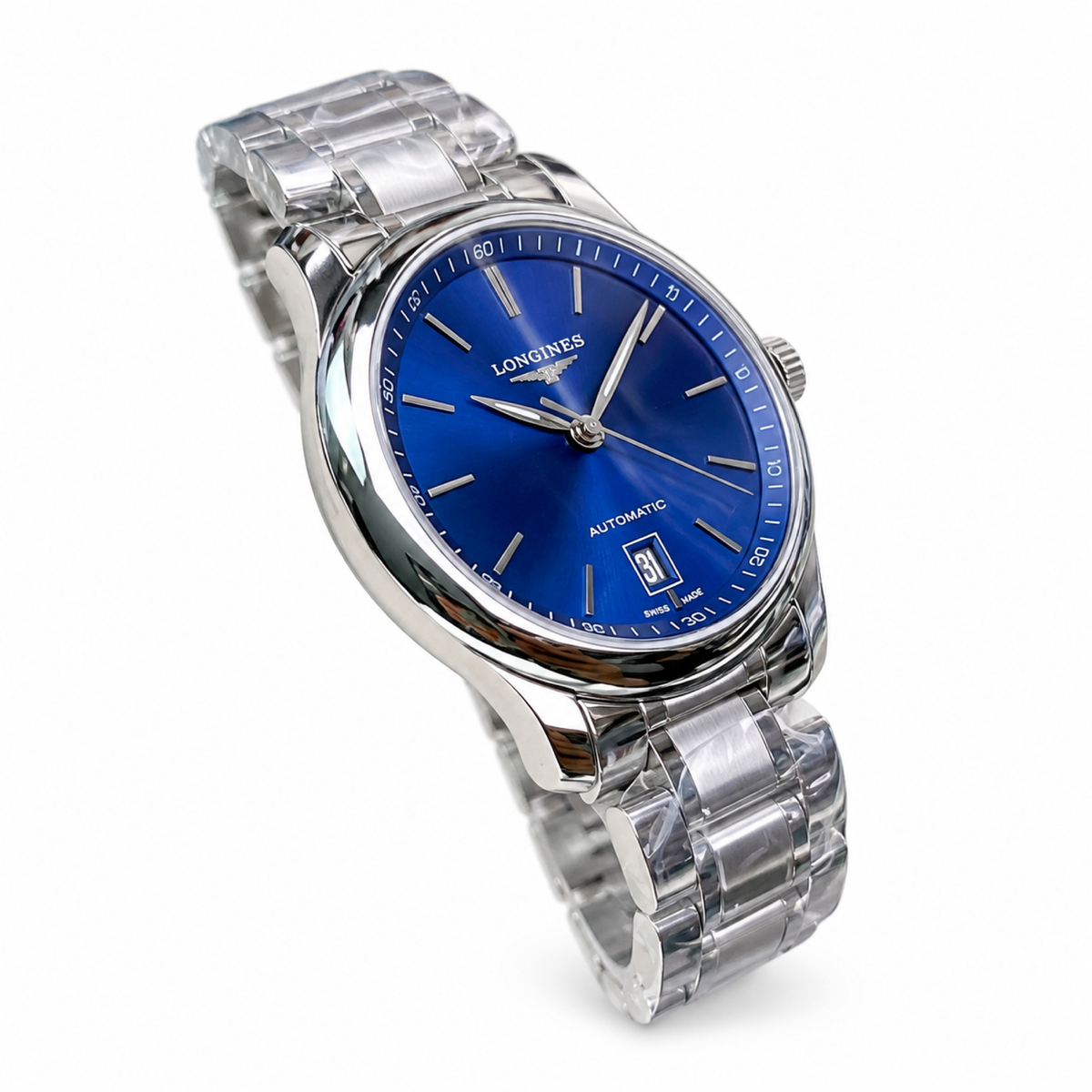 Longines Master Collection Blue Dial Date Steel Bracelet Automatic Watch