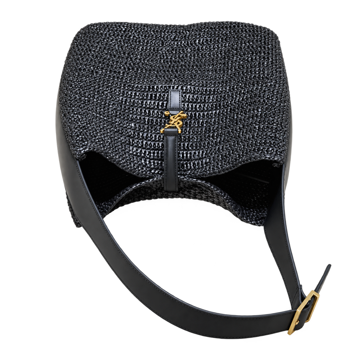 YSL Saint Laurent Le 5 À 7 Raffia Tote Bag Black