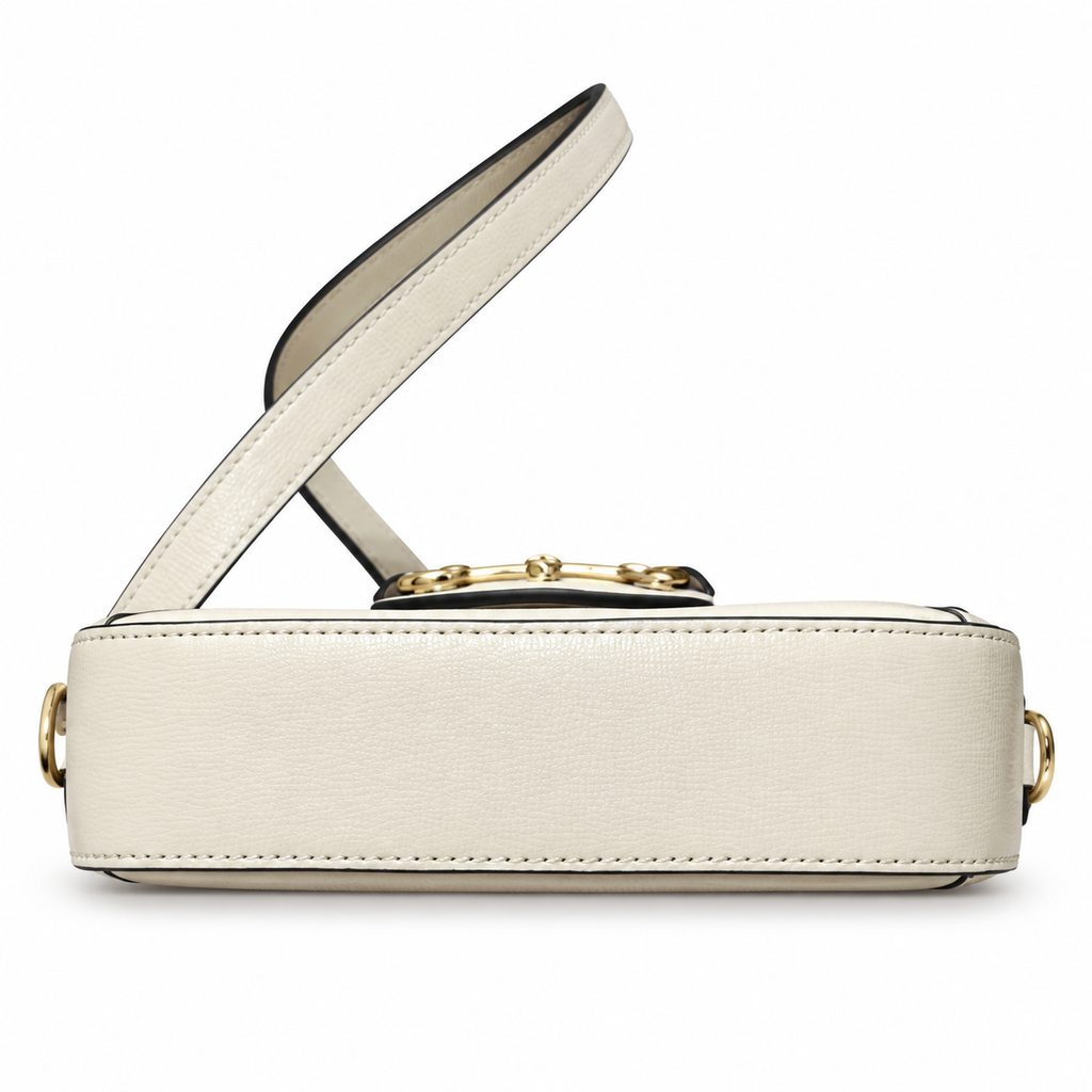 Gucci Horsebit 1955 Mini Bag in White Polished Leather