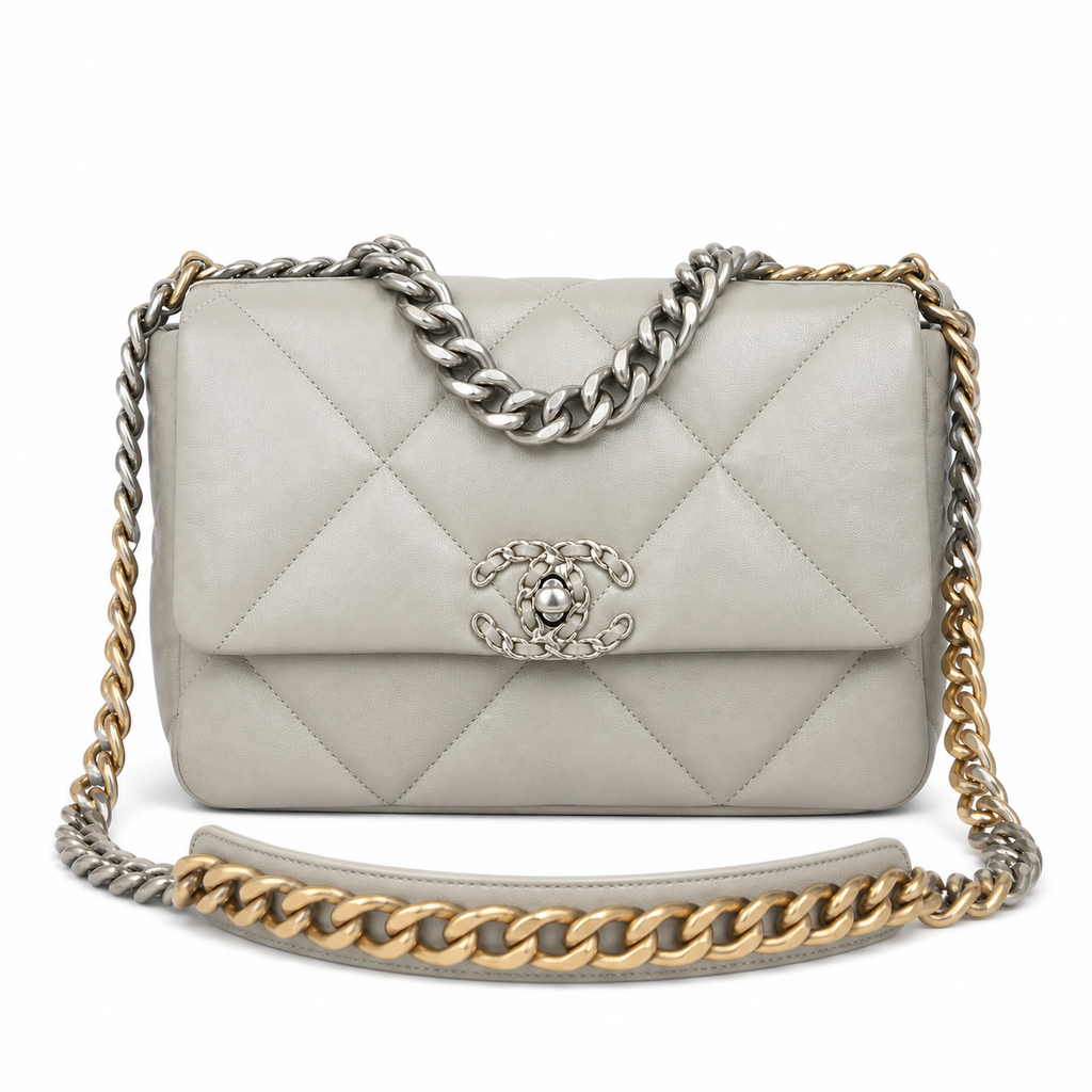 Chanel Classic Quilted Flap Bag | CC Turn-Lock Gold Hardware Leather Chain — 26cm
