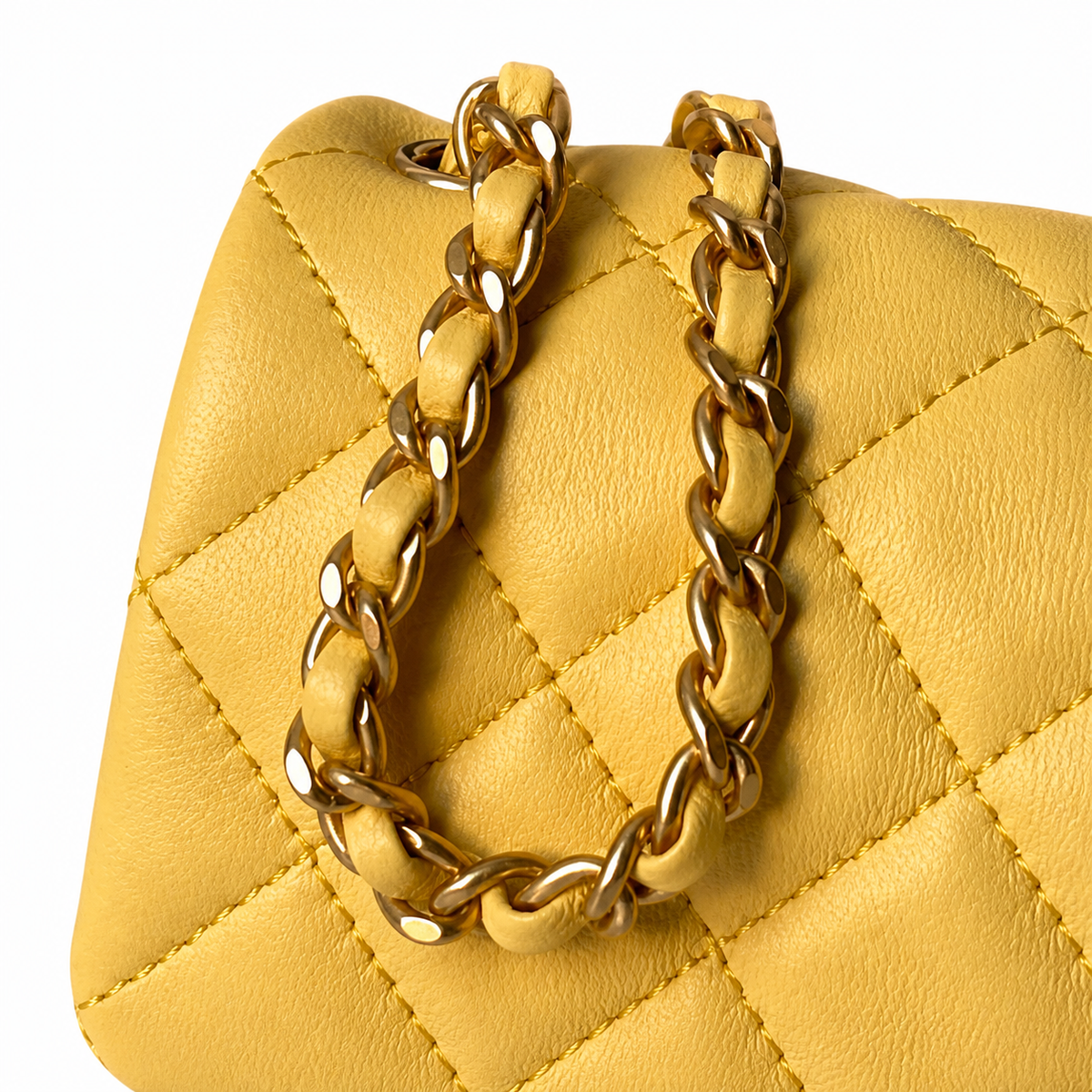 Chanel Classic Flap Bag | CC Turn-Lock Gold Chain Lambskin Satin Interior — 20cm