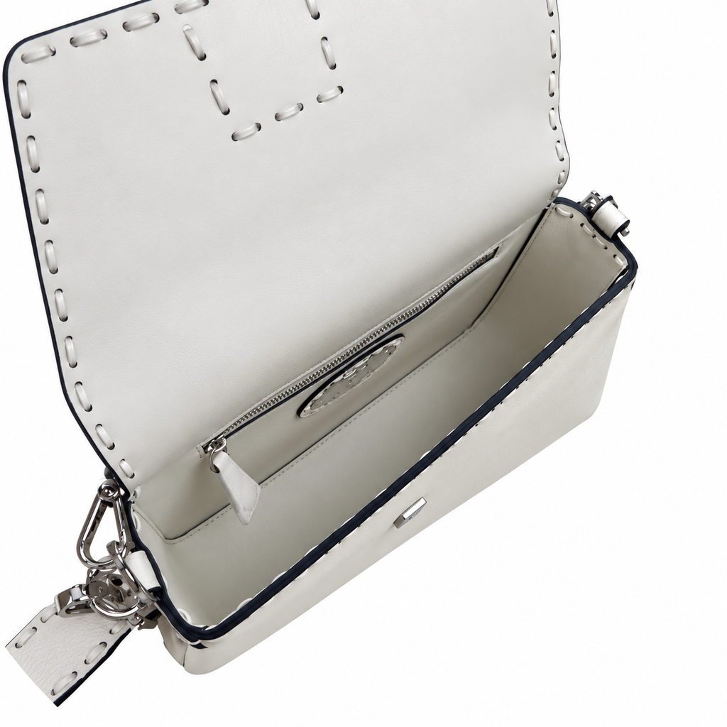 Fendi FF Shoulder Bag – Jacquard Canvas & Leather Trim, Buckle Closure, 26cm