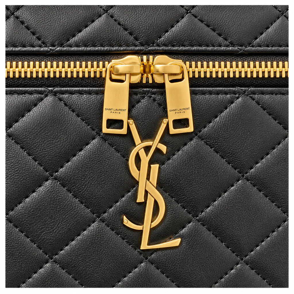 YSL Saint Laurent Quilted Vanity Case Bag Black