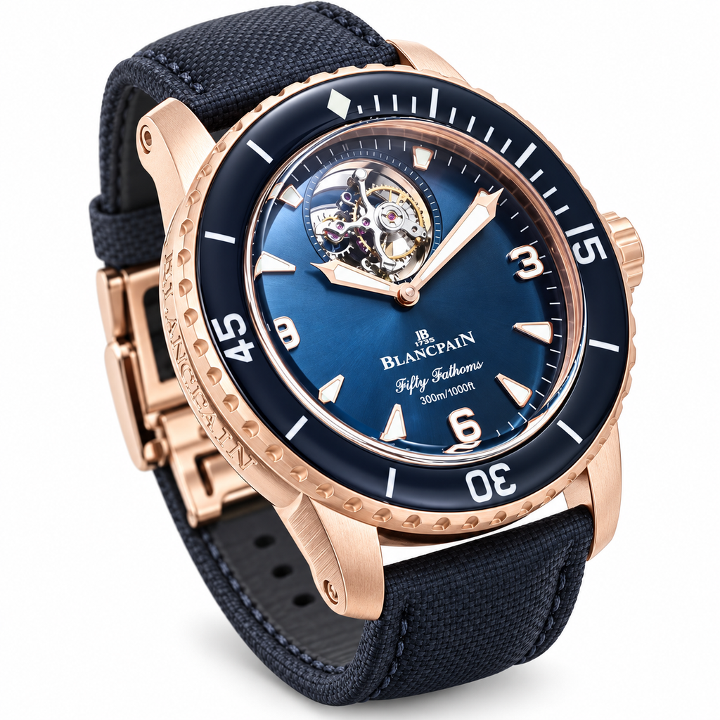 Blancpain Fifty Fathoms Tourbillon Rose Gold Blue Dial Watch
