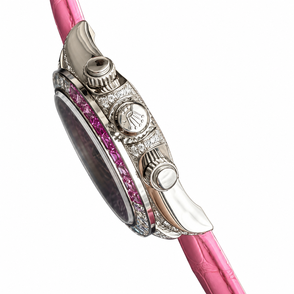 Rolex Daytona Steel Pink Dial Diamond Bezel