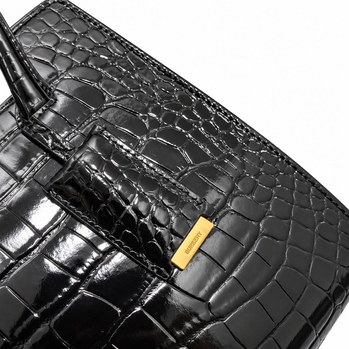 Burberry TB Monogram Black Croc-Effect Handbag