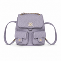 Chanel Duma Iridescent Caviar Backpack | CC Turn-Lock Gold Chain Lilac — 20.5x20cm