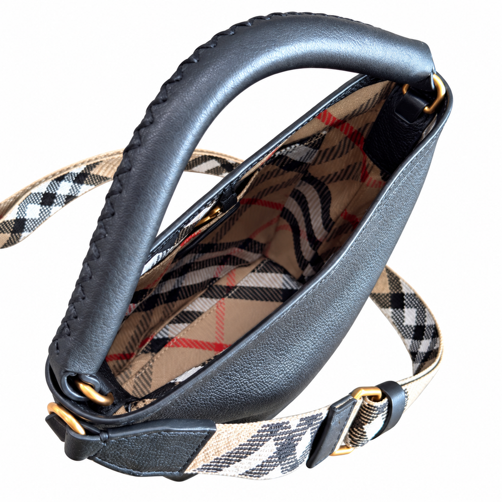 Burberry Noir Bucket Bag with Signature Check Strap