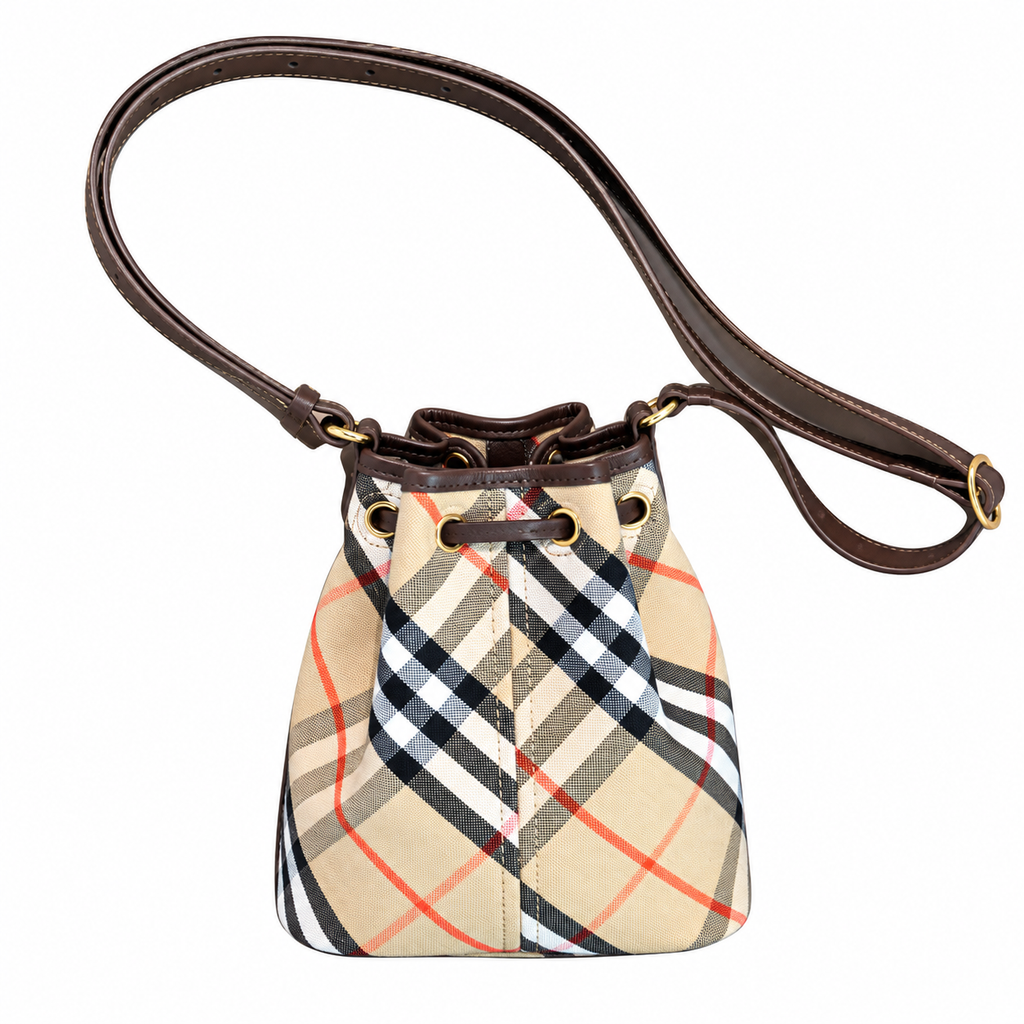 Burberry Heritage Beige Check Bucket Bag