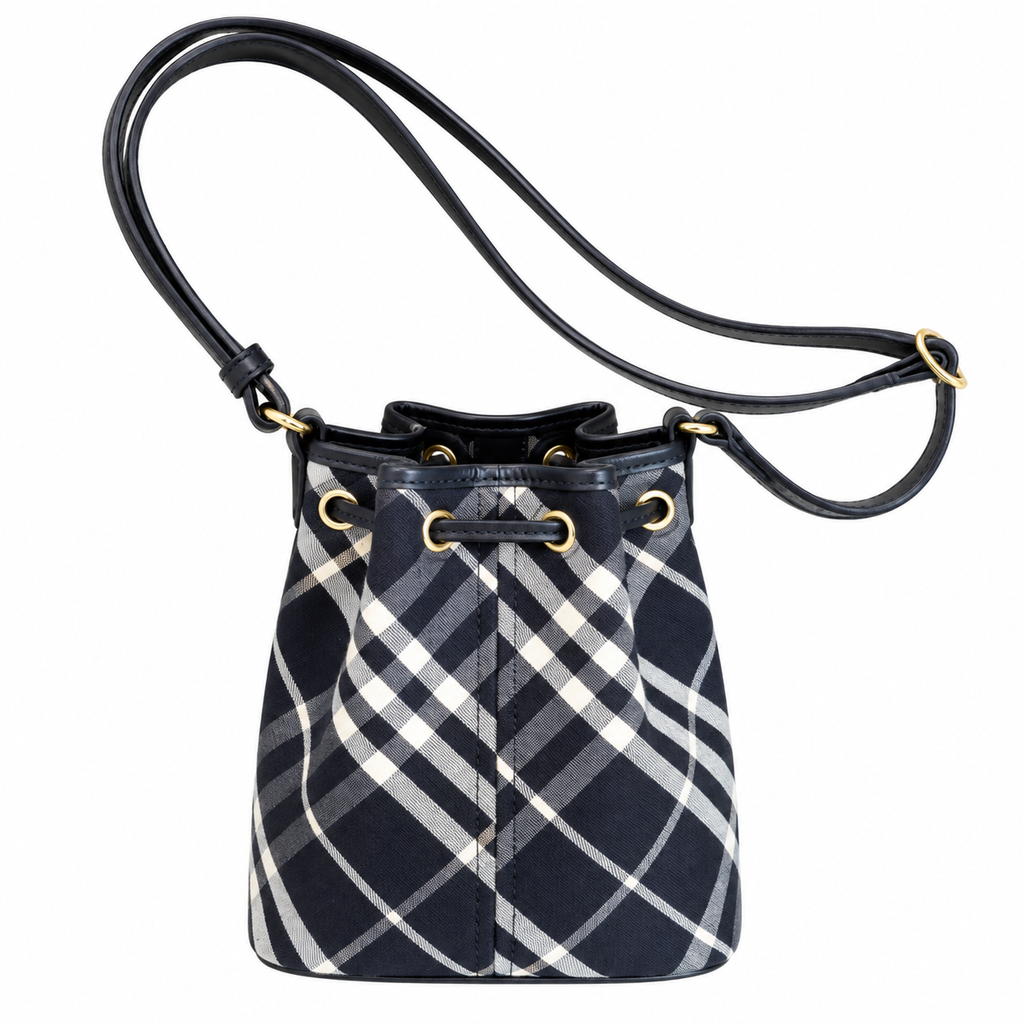 Burberry Heritage Check Drawstring Bucket Bag