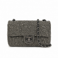 Chanel Silver Beaded Flap Chain Crossbody Bag