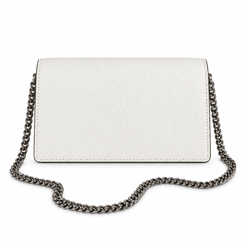 Gucci Dionysus Mini Bag in White Pebbled Leather with Crystal Tiger-Head Closure