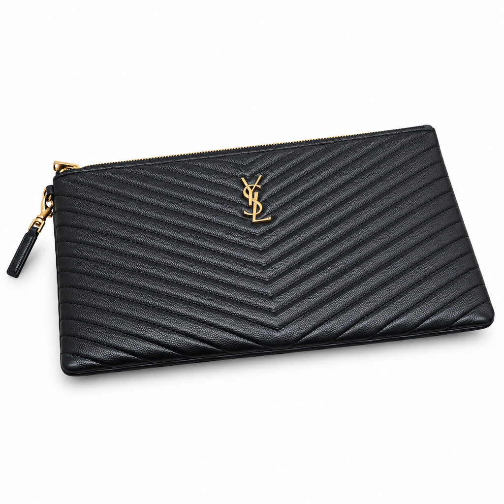 Saint Laurent Monogram Quilted Clutch – Black