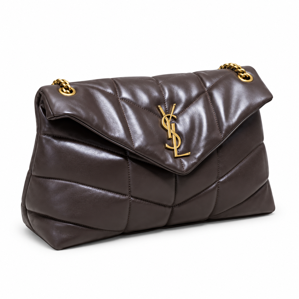 Saint Laurent Loulou Puffer Small Bag – Dark Brown