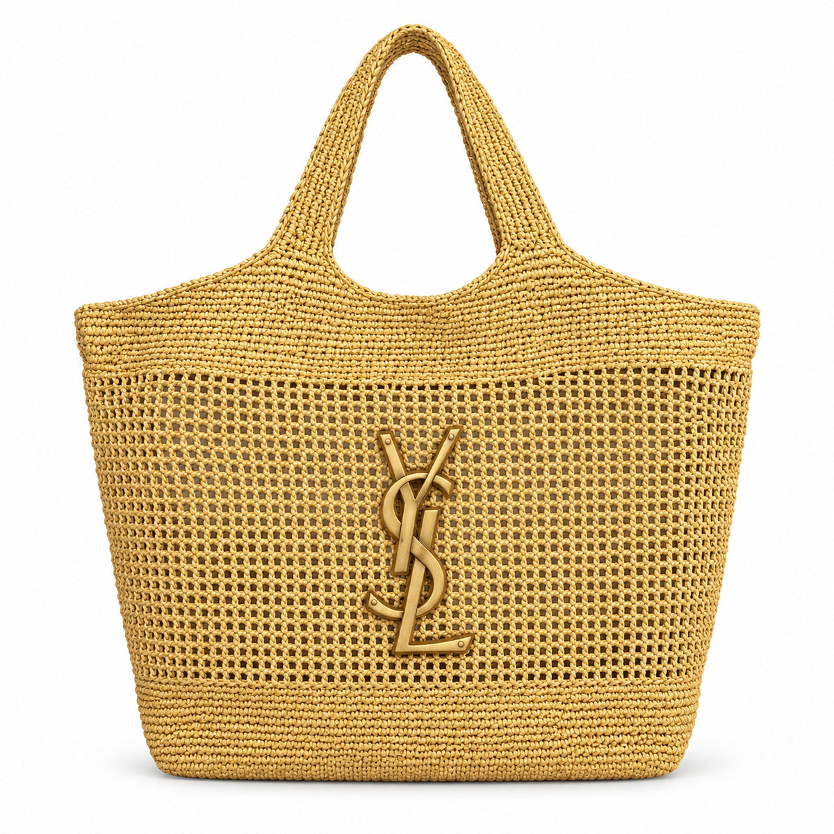 YSL Saint Laurent Icare Maxi Tote Bag in Yellow Raffia
