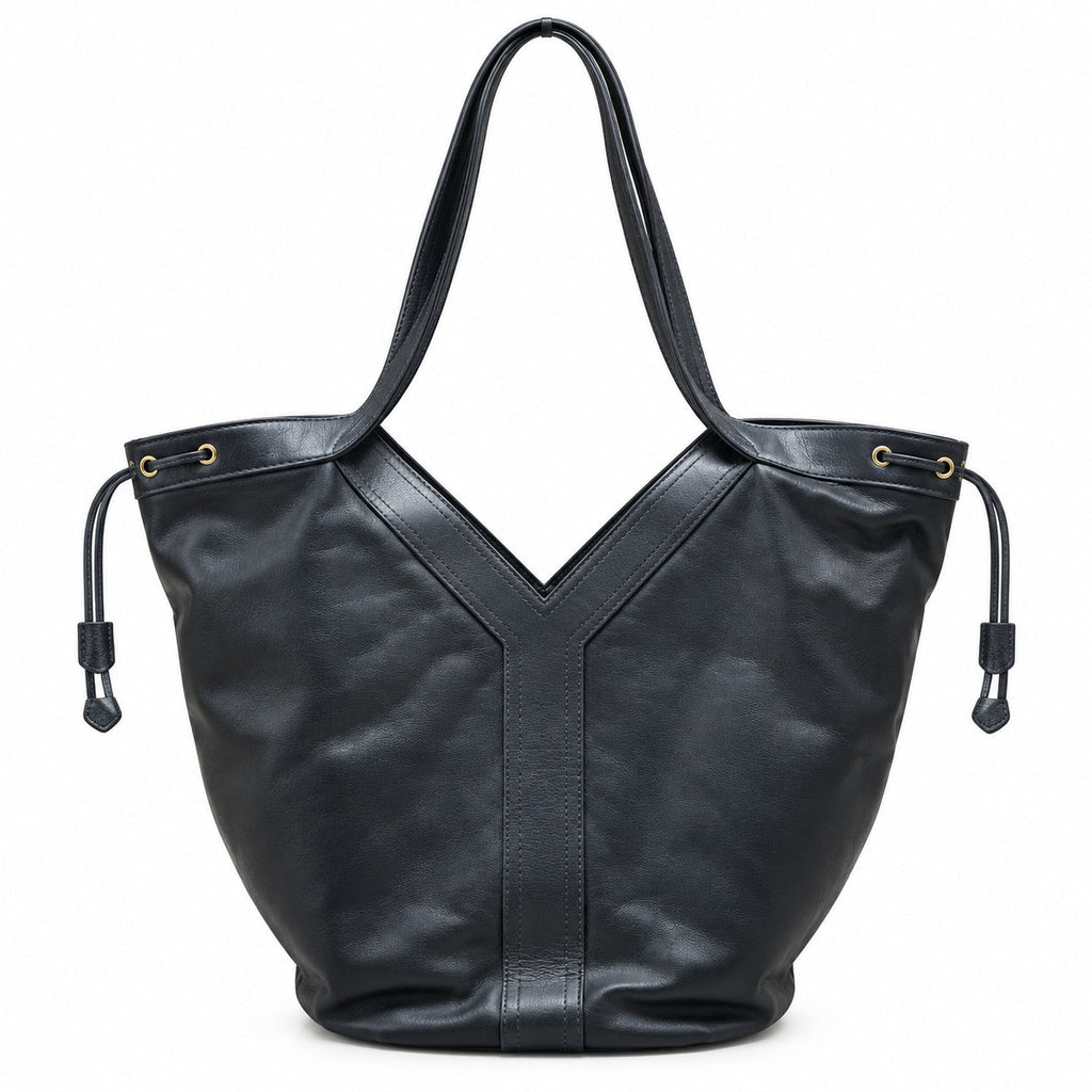 YSL Yslide Tote Bag – Black Leather