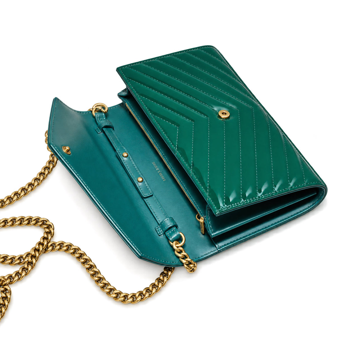 Saint Laurent Monogram Envelope Bag – Green Patent