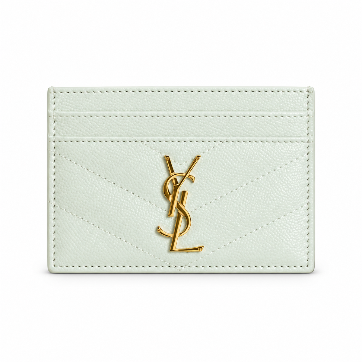YSL Cassandre Card Holder – Mint Chevron