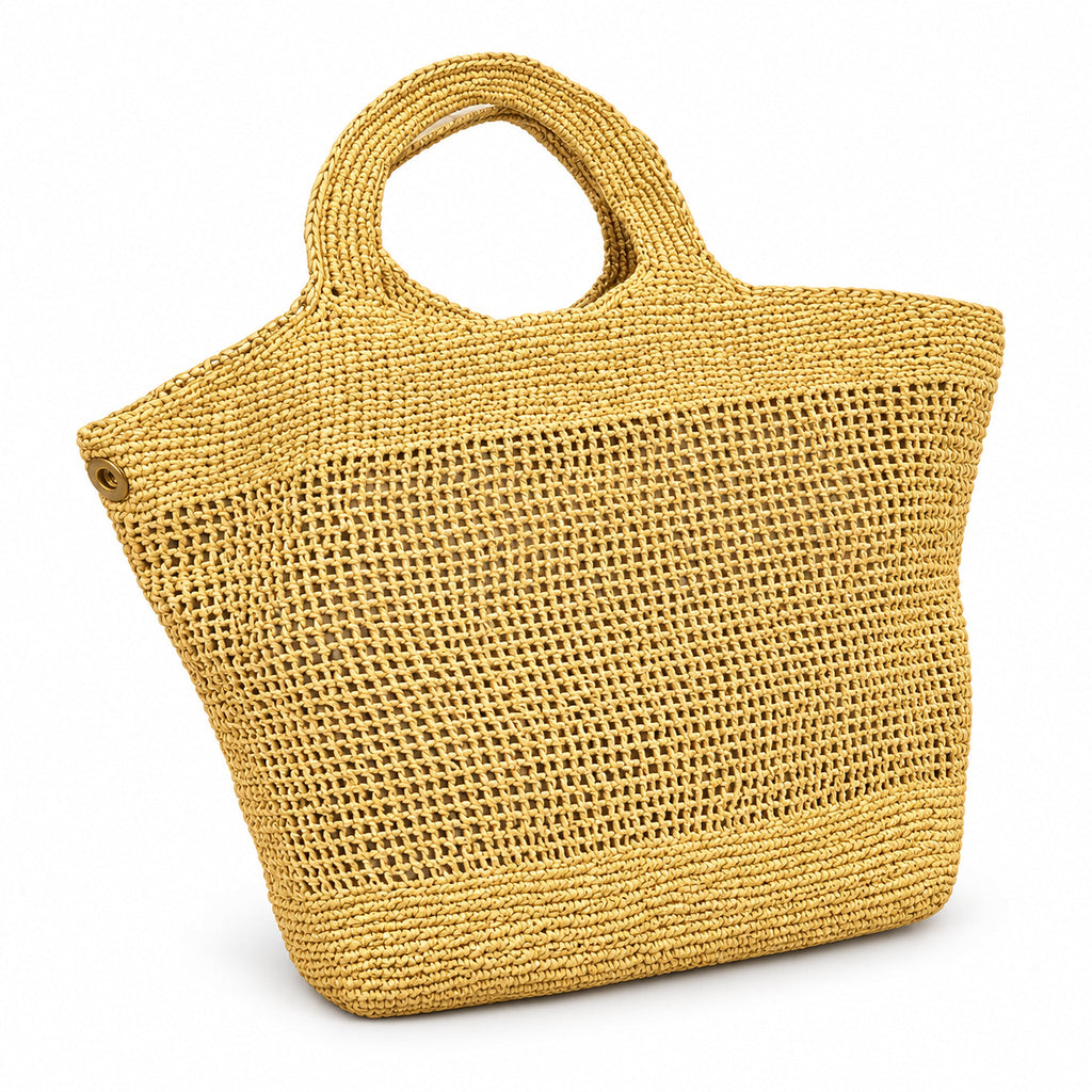 YSL Saint Laurent Icare Maxi Tote Bag in Yellow Raffia
