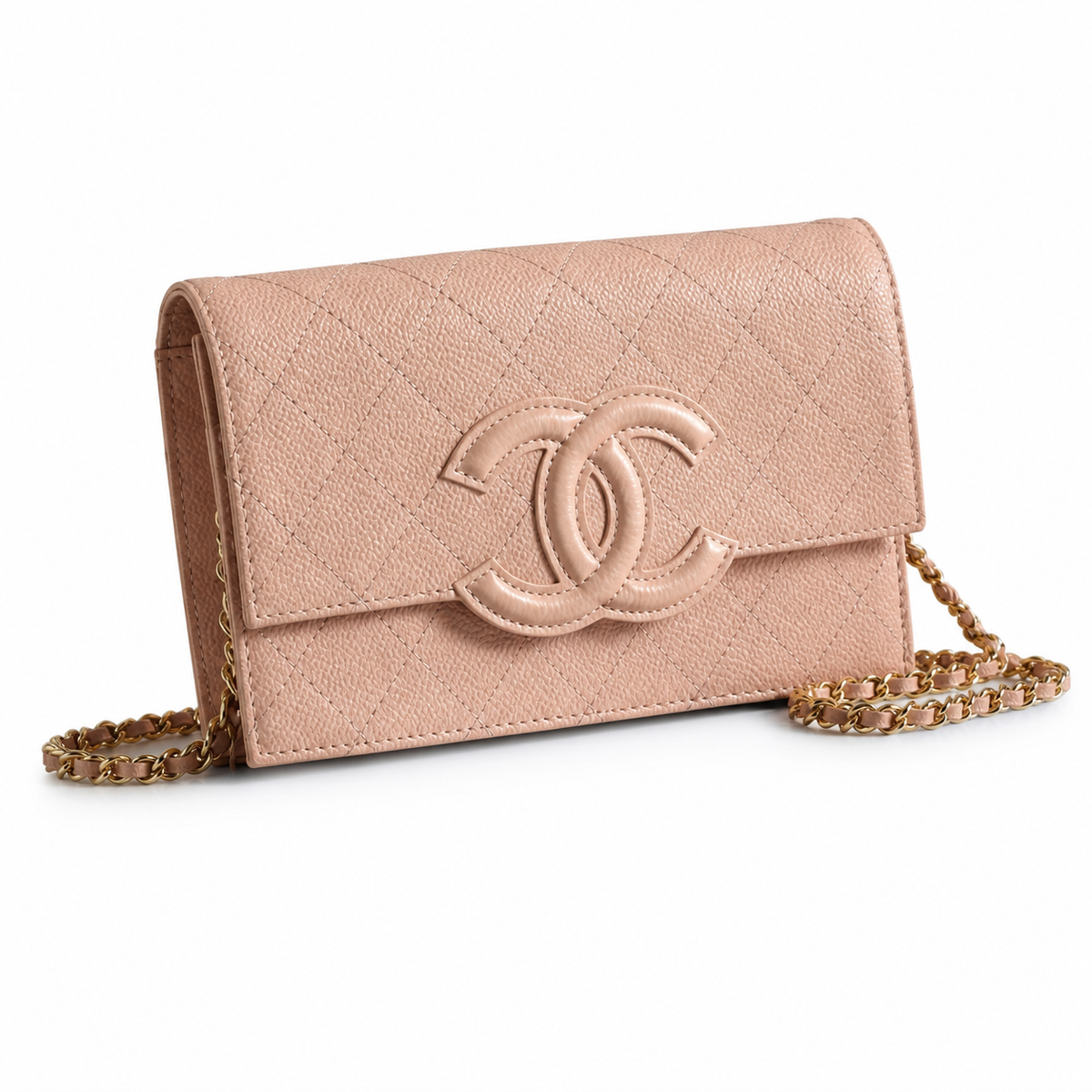 Chanel Blush Pink Caviar WOC | Tone-on-Tone CC & Blush Chain — 19cm