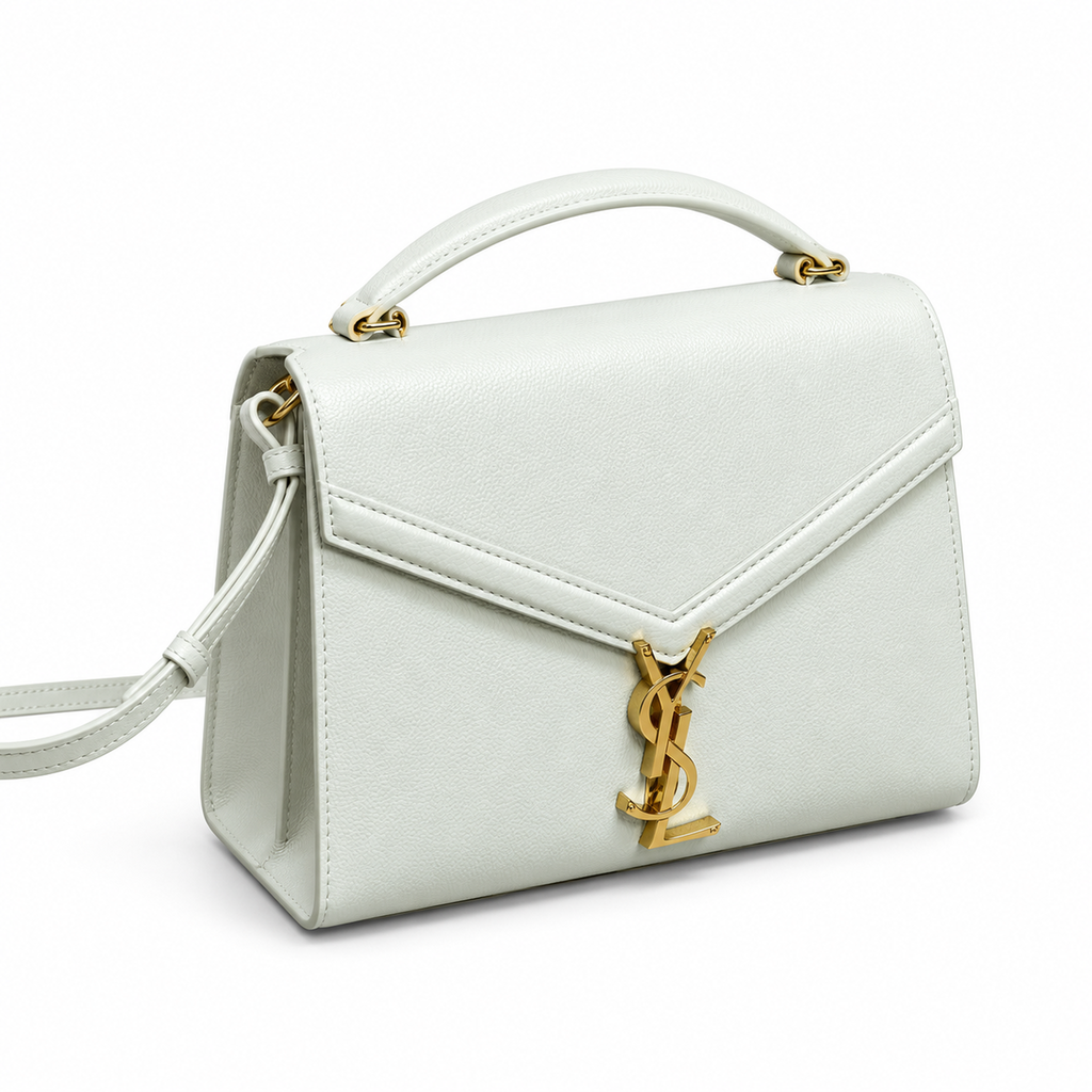 YSL Cassandra Mini Bag – White Smooth Leather