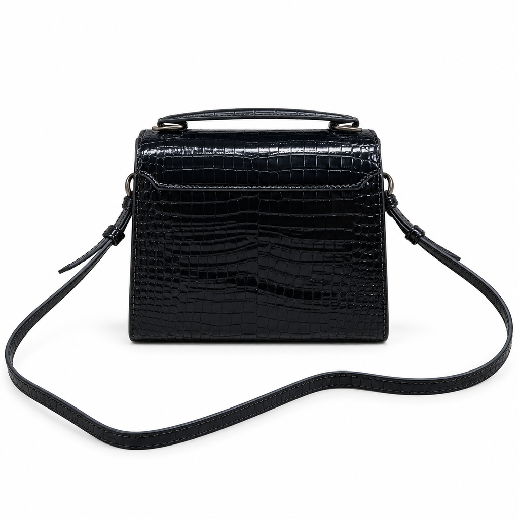 YSL Cassandra Bag – Black Croc Patent Leather