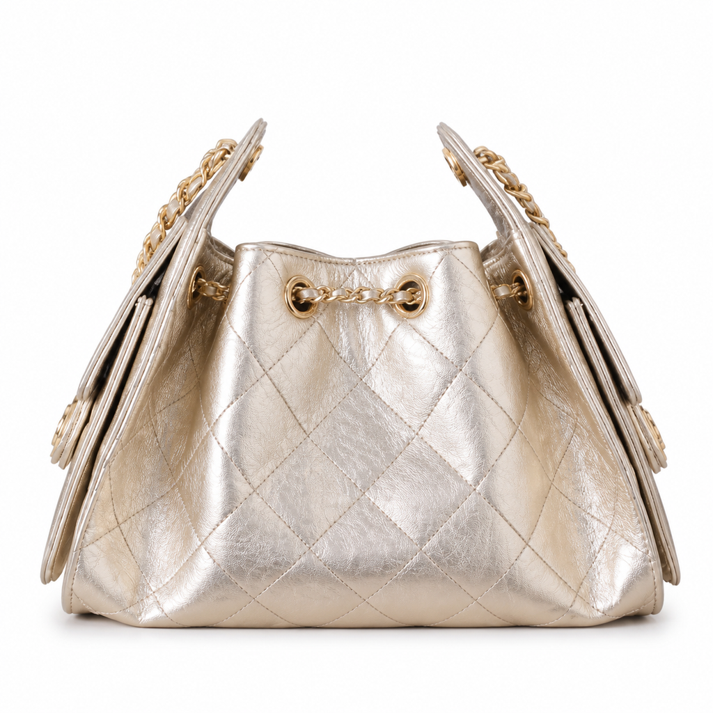 Chanel Classic Quilted Handbag | CC Turn-Lock Rigid Top Handle Chain Strap — 2 Sizes
