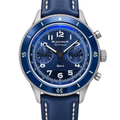 Blancpain Air Command Flyback chronograph stainless steel blue dial blue ceramic bezel navy leather strap