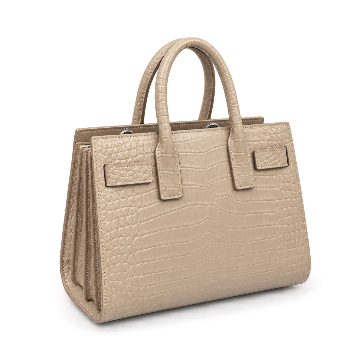 Saint Laurent Sac de Jour Bag – Beige Croc Embossed