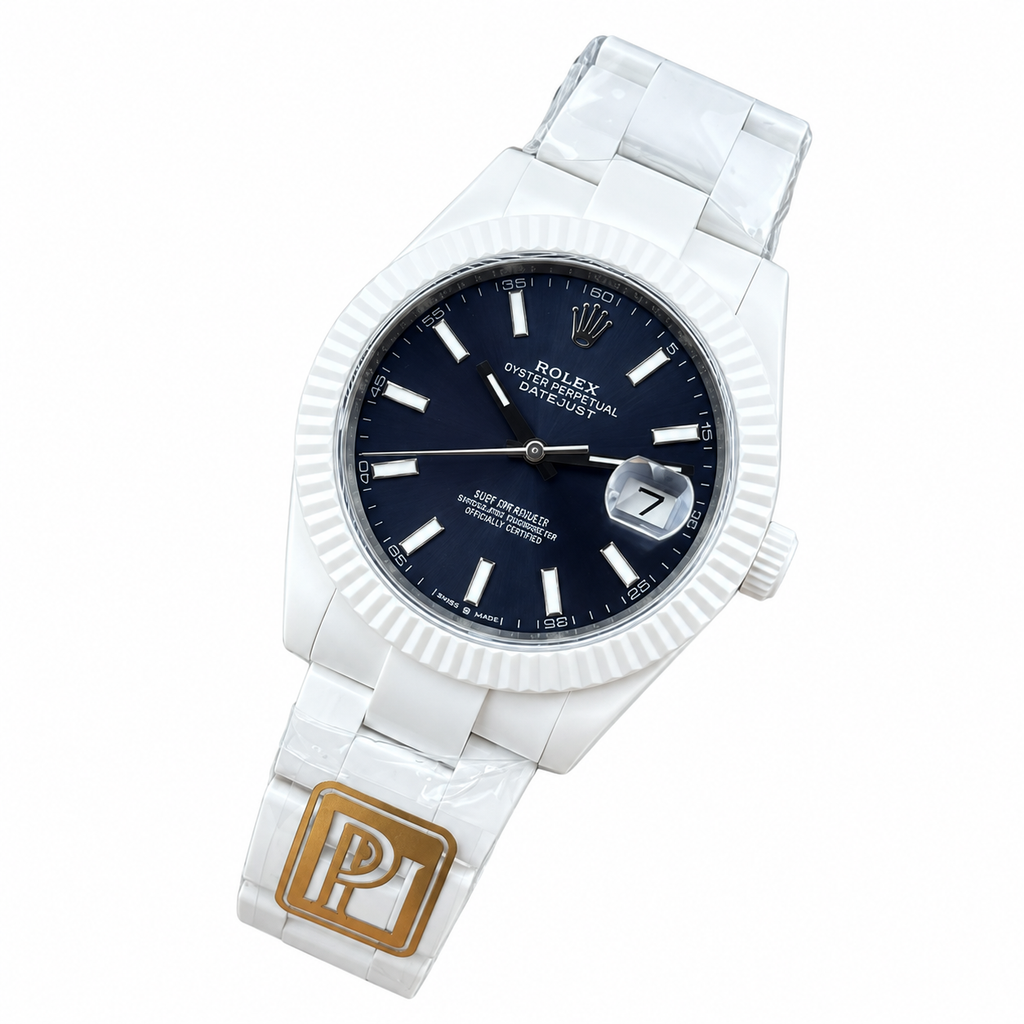 Rolex Datejust 41 White Ceramic Blue Dial