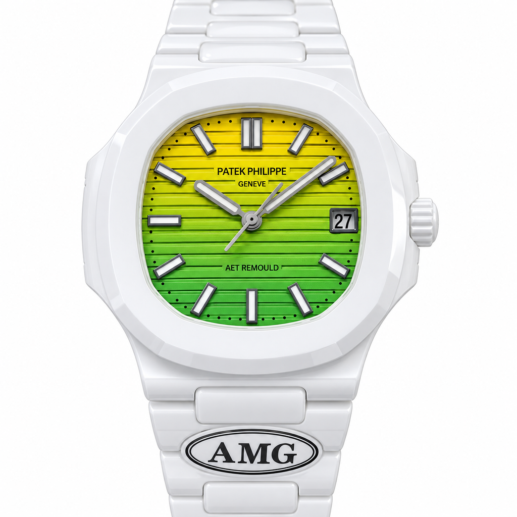 Patek Philippe White Ceramic Nautilus Yellow Green Gradient AMG