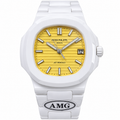 Patek Philippe White Ceramic Nautilus Yellow Dial AMG Edition
