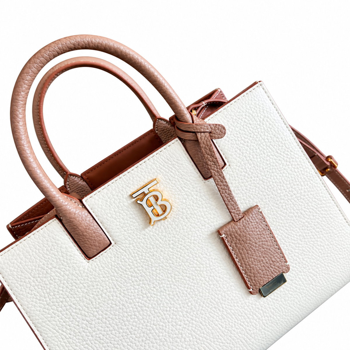 Burberry Ivory TB Monogram Structured Handbag