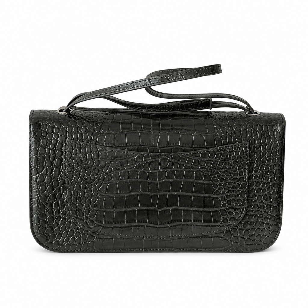 Chanel Business Affinity Bag Forest Green Crocodile-Embossed Leather | Ruthenium CC & Burgundy Interior — 32cm