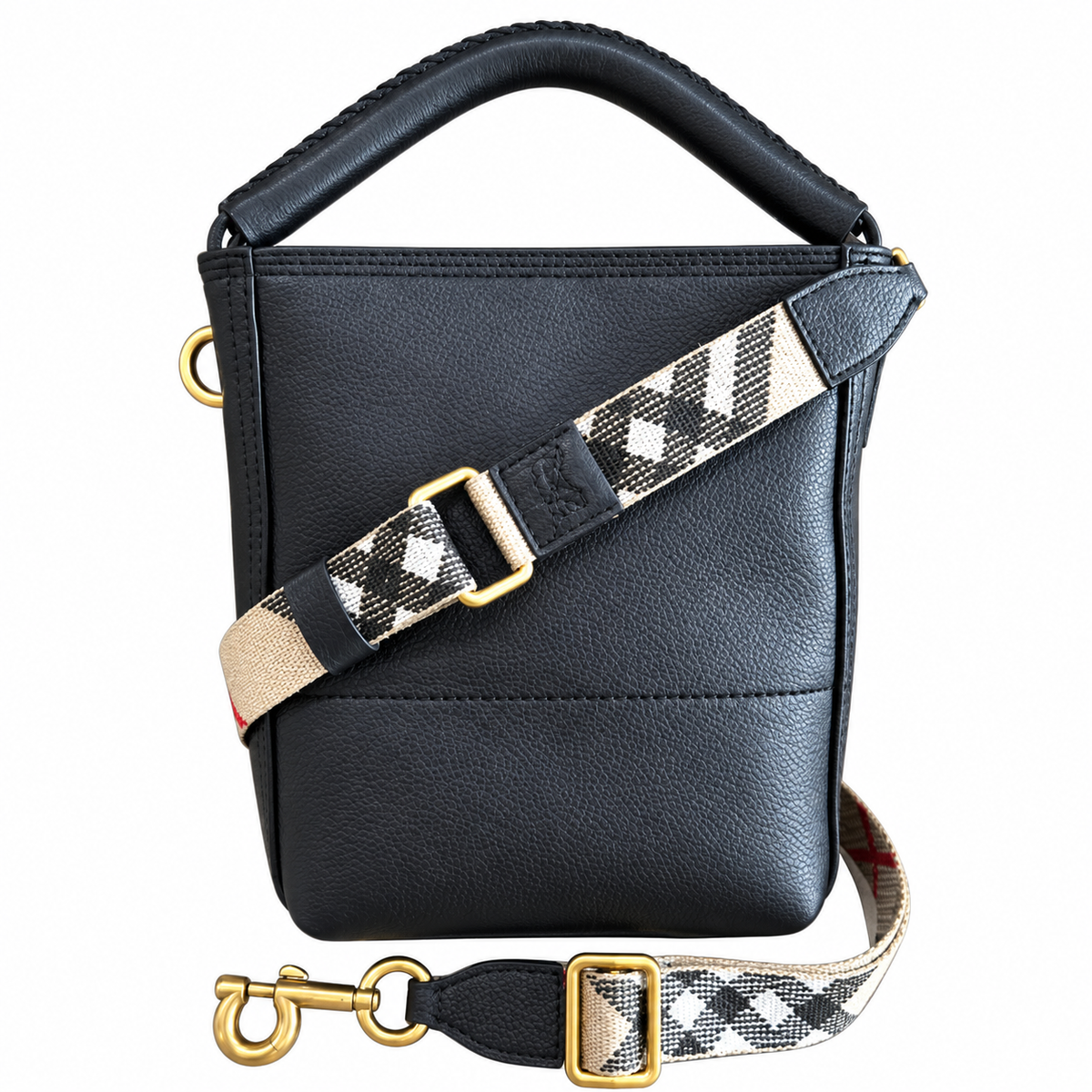 Burberry Noir Bucket Bag with Signature Check Strap