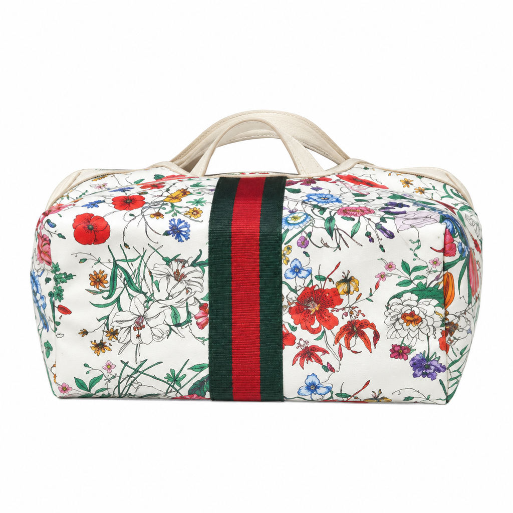 Gucci Ophidia Flora Print Web Stripe Round Handle Tote