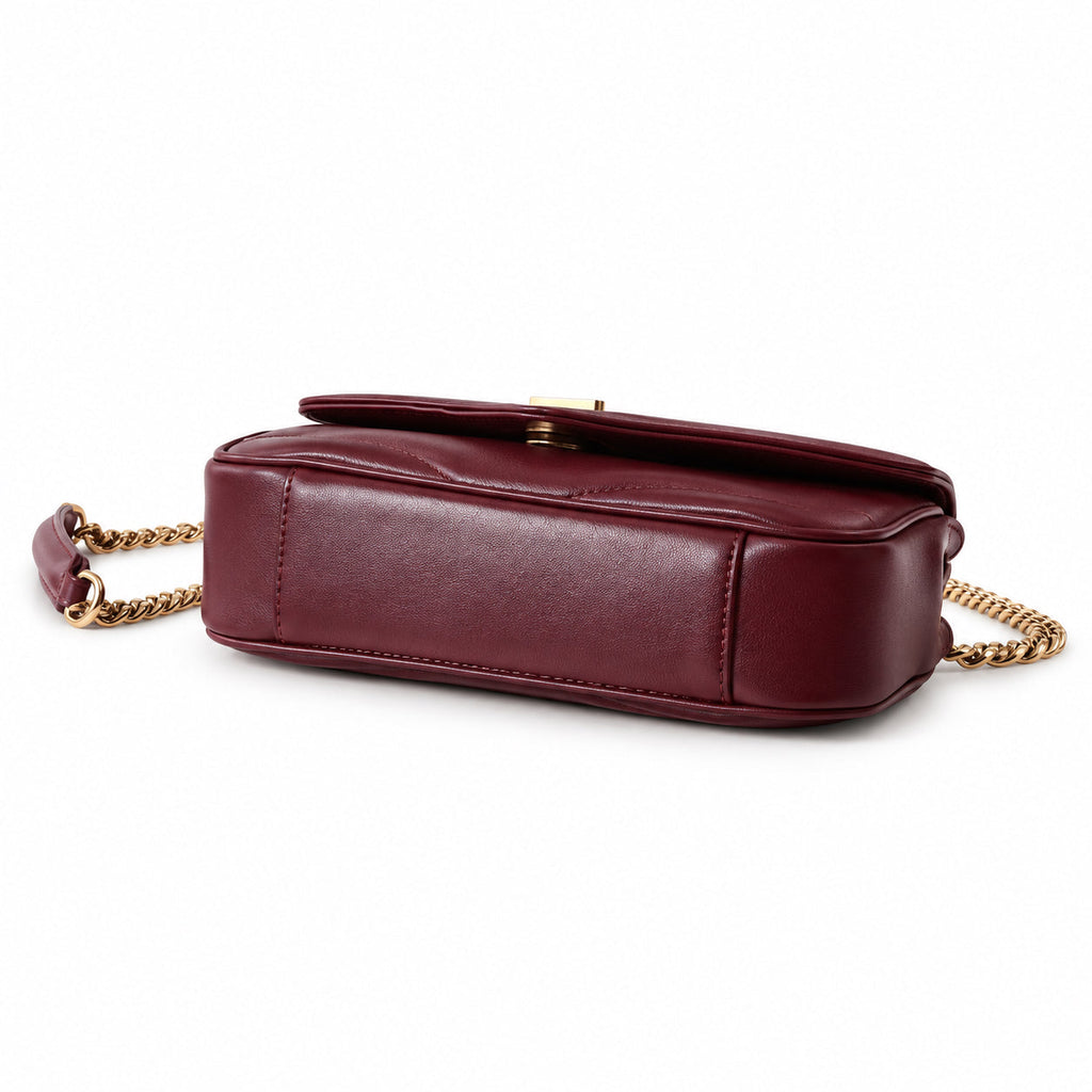 YSL Loulou Mini Chain Bag – Burgundy Quilted Leather