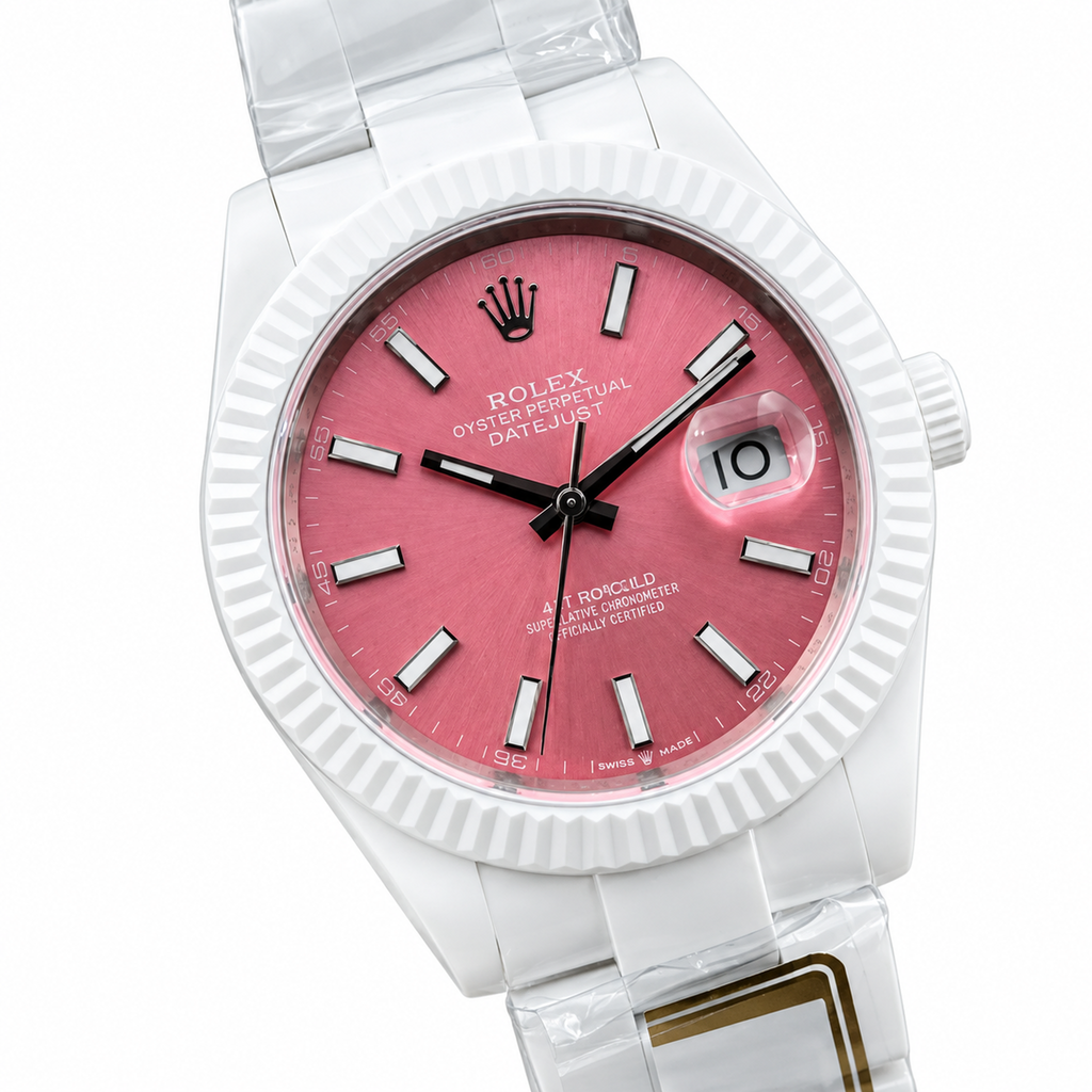 Rolex Datejust 41 White Ceramic Pink Dial