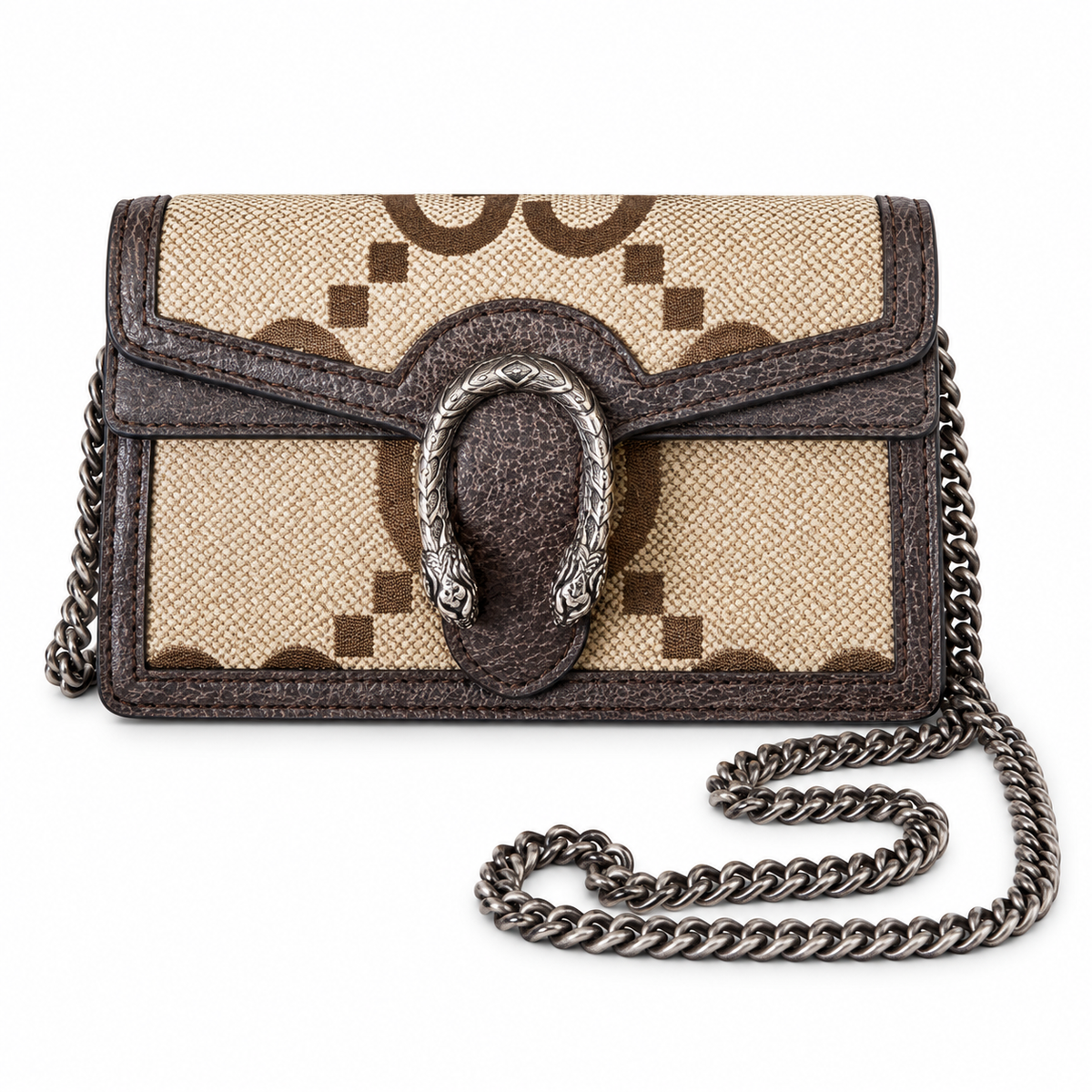 Gucci Dionysus Mini Bag in Jumbo GG Canvas with Dark Brown Leather Trim