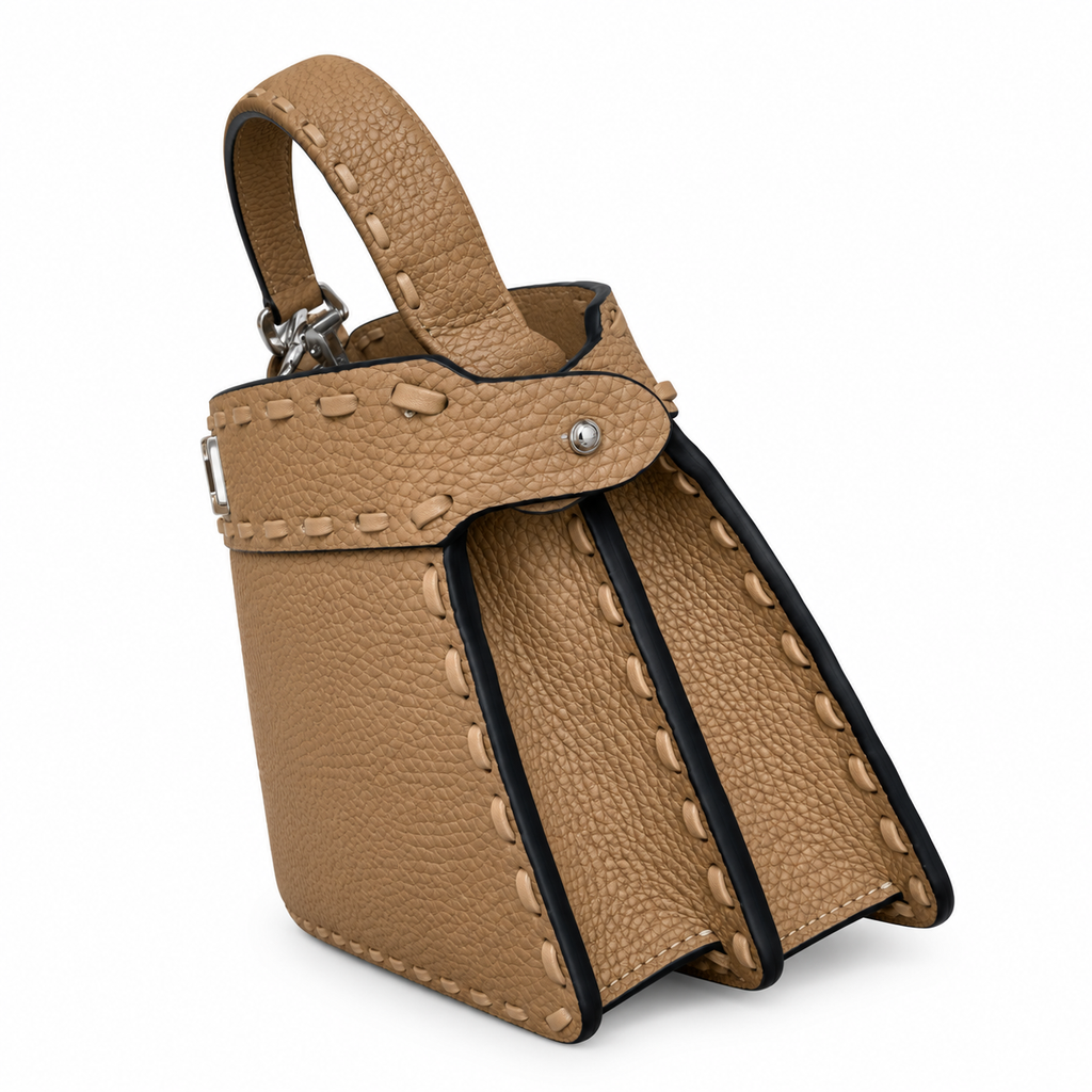 Fendi Mini Bucket Bag 20cm – FF Logo Leather Drawstring Bag