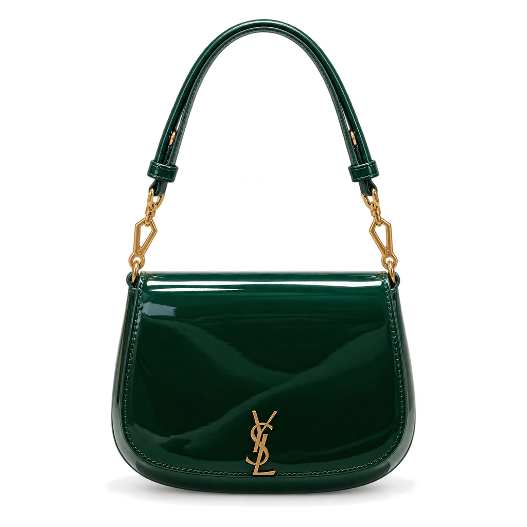 YSL Cassandra Mini Shoulder Bag Emerald Green Patent Leather Saint Laurent