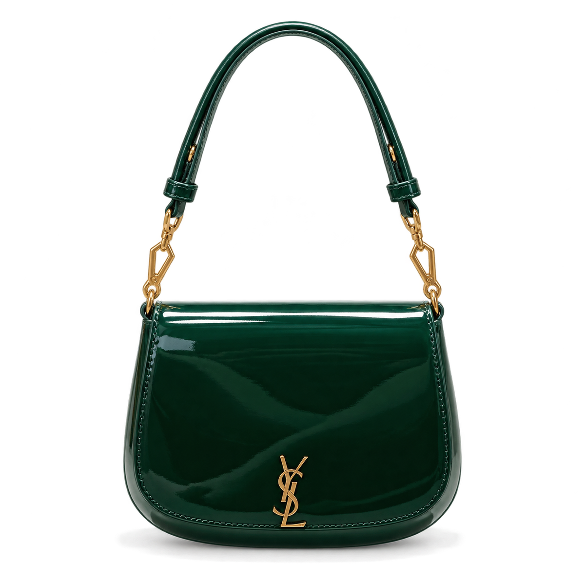 YSL Cassandra Mini Shoulder Bag Emerald Green Patent Leather Saint Laurent